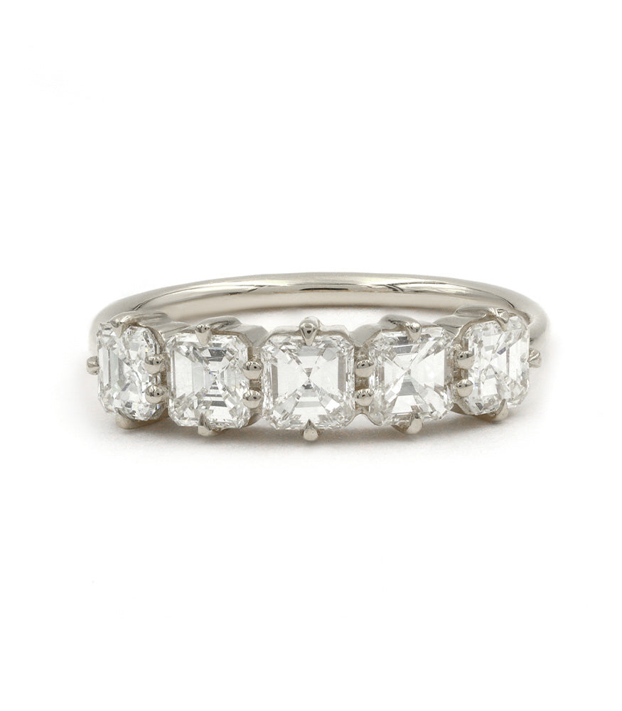 Front view of Puro Asscher Cut Diamond Band in white gold.