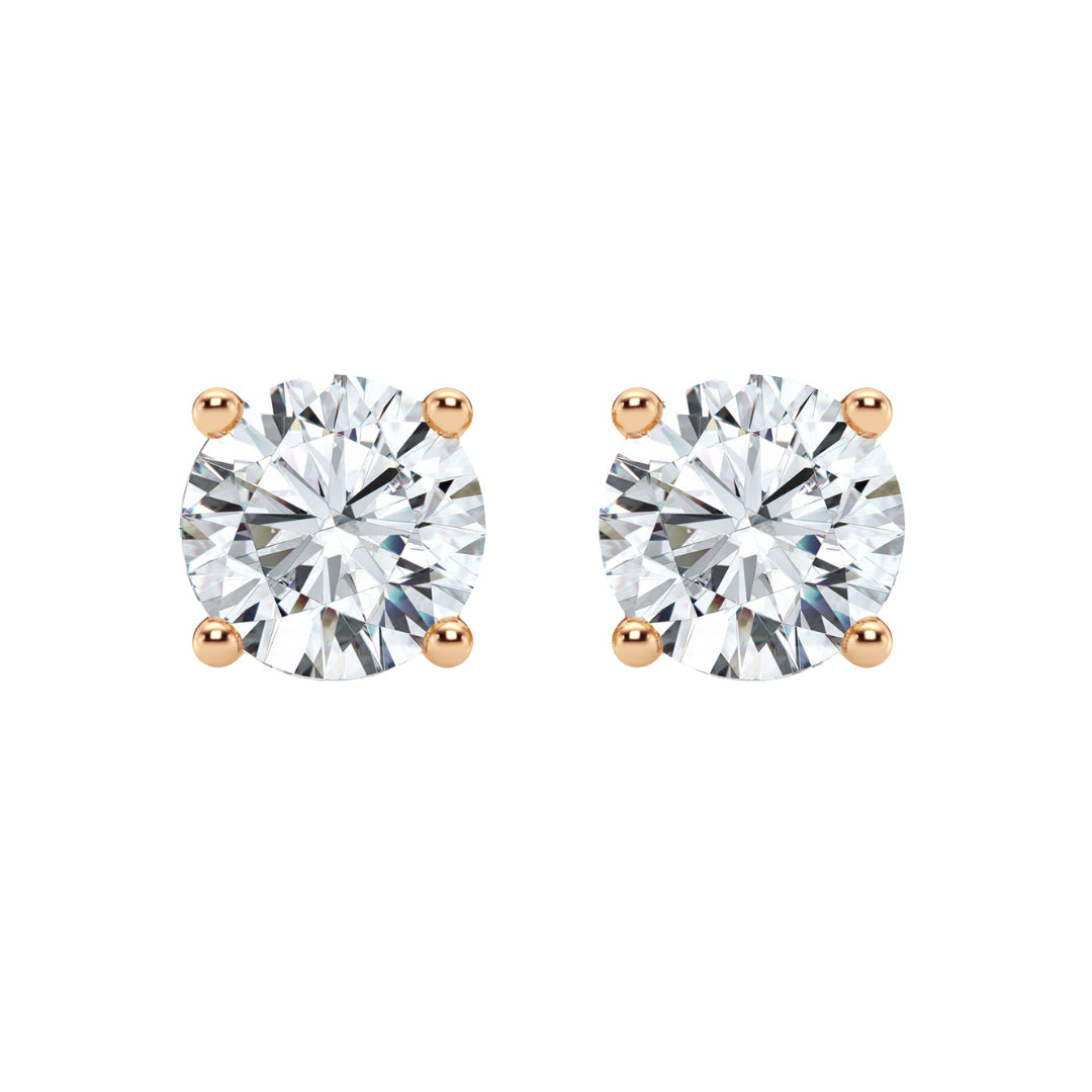 Puro 4ct diamond stud earrings in rose gold front view