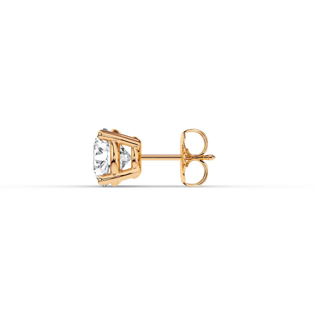 Puro 4ct diamond stud earrings in rose gold side view