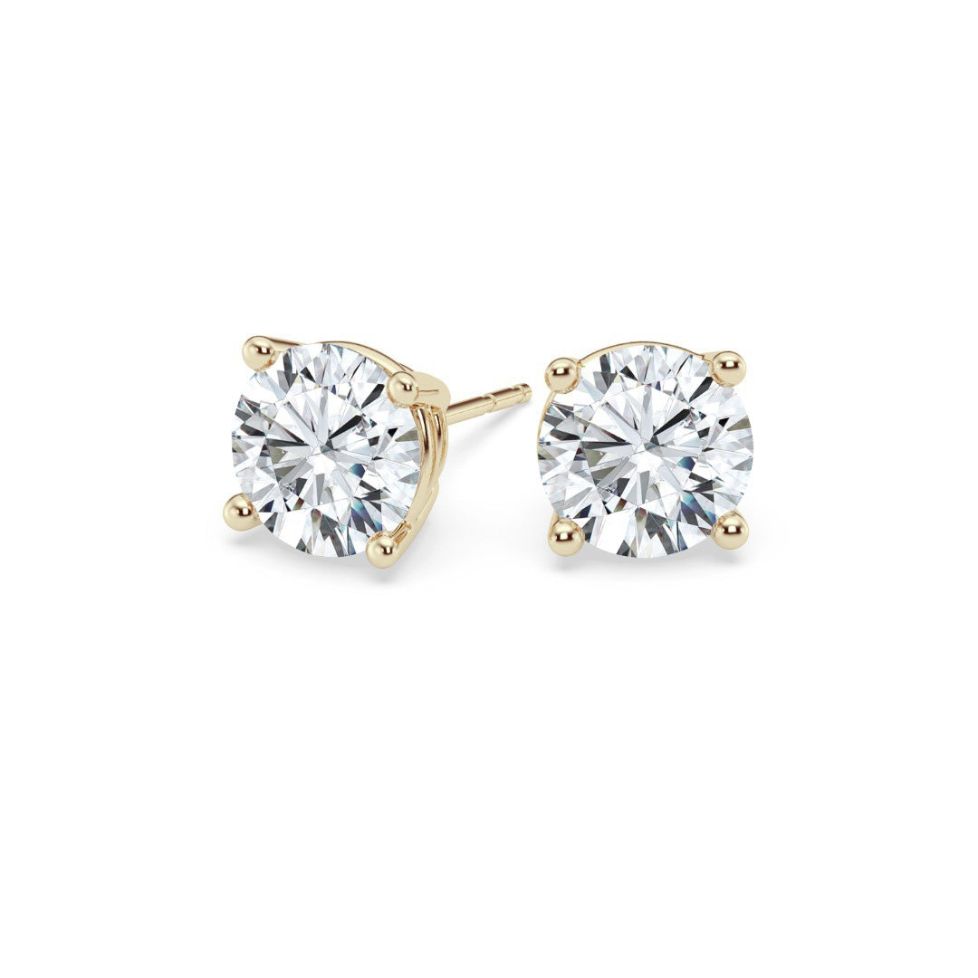 Puro 4ct diamond stud earrings in white gold angle view