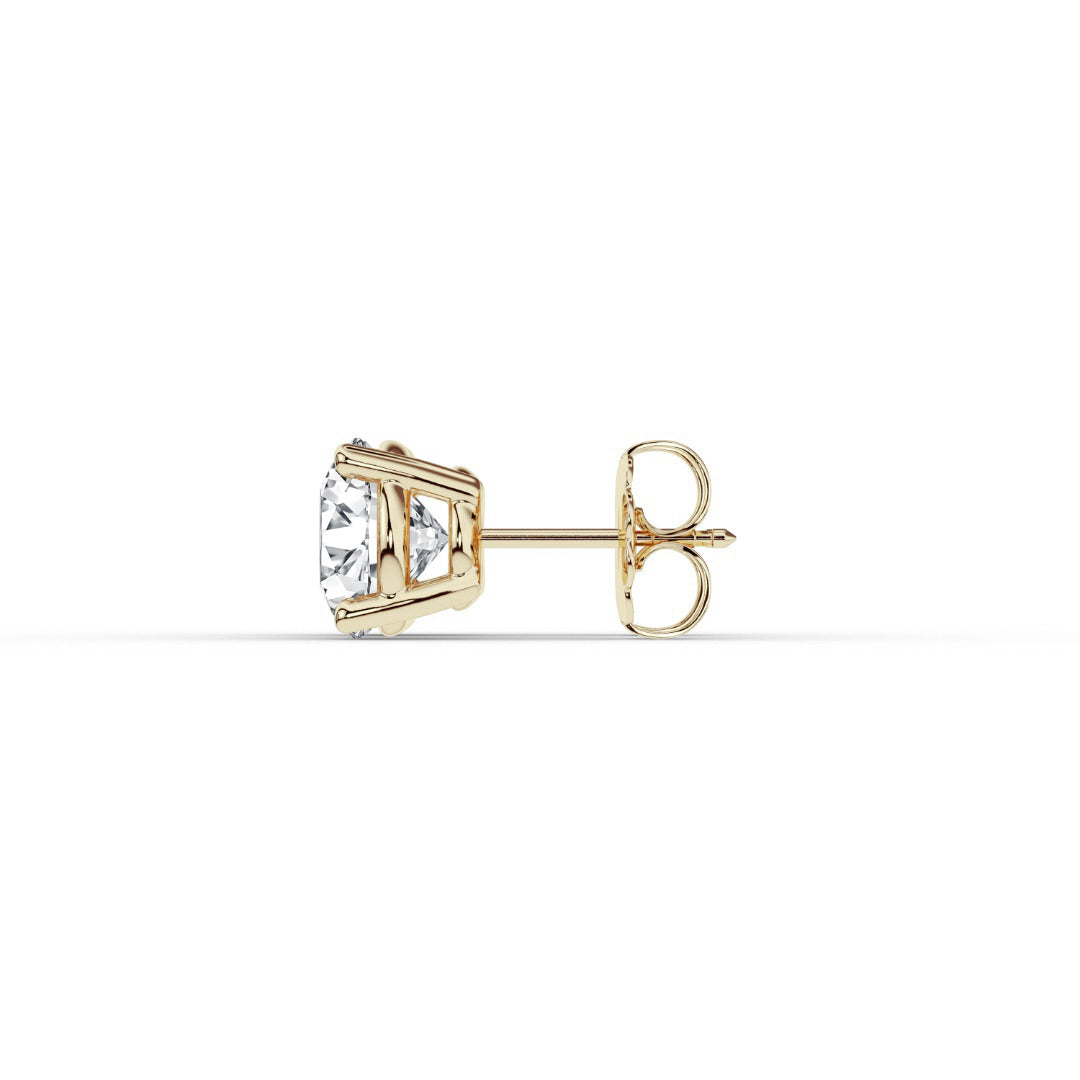 Puro 4ct diamond stud earrings in white gold side view