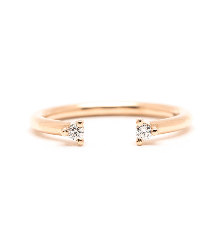 Front view of Puro Adjustable Open Diamond Band in rose gold.