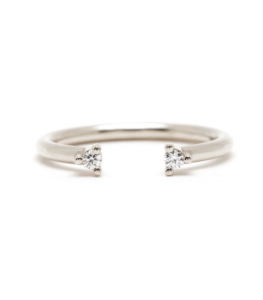 Front view of Puro Adjustable Open Diamond Band in white gold.