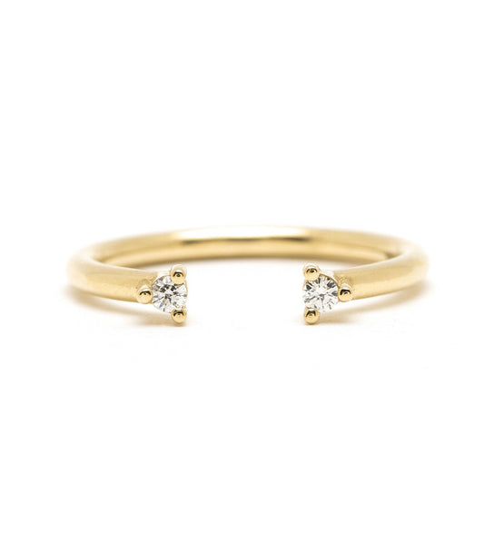 Front view of Puro Adjustable Open Diamond Band in yellow gold.