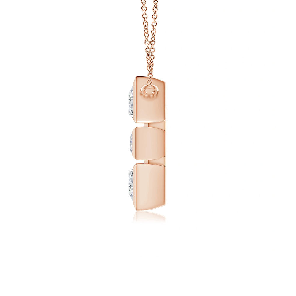 Side view of Puro Geometric Bezel Pendant with rose gold chain.