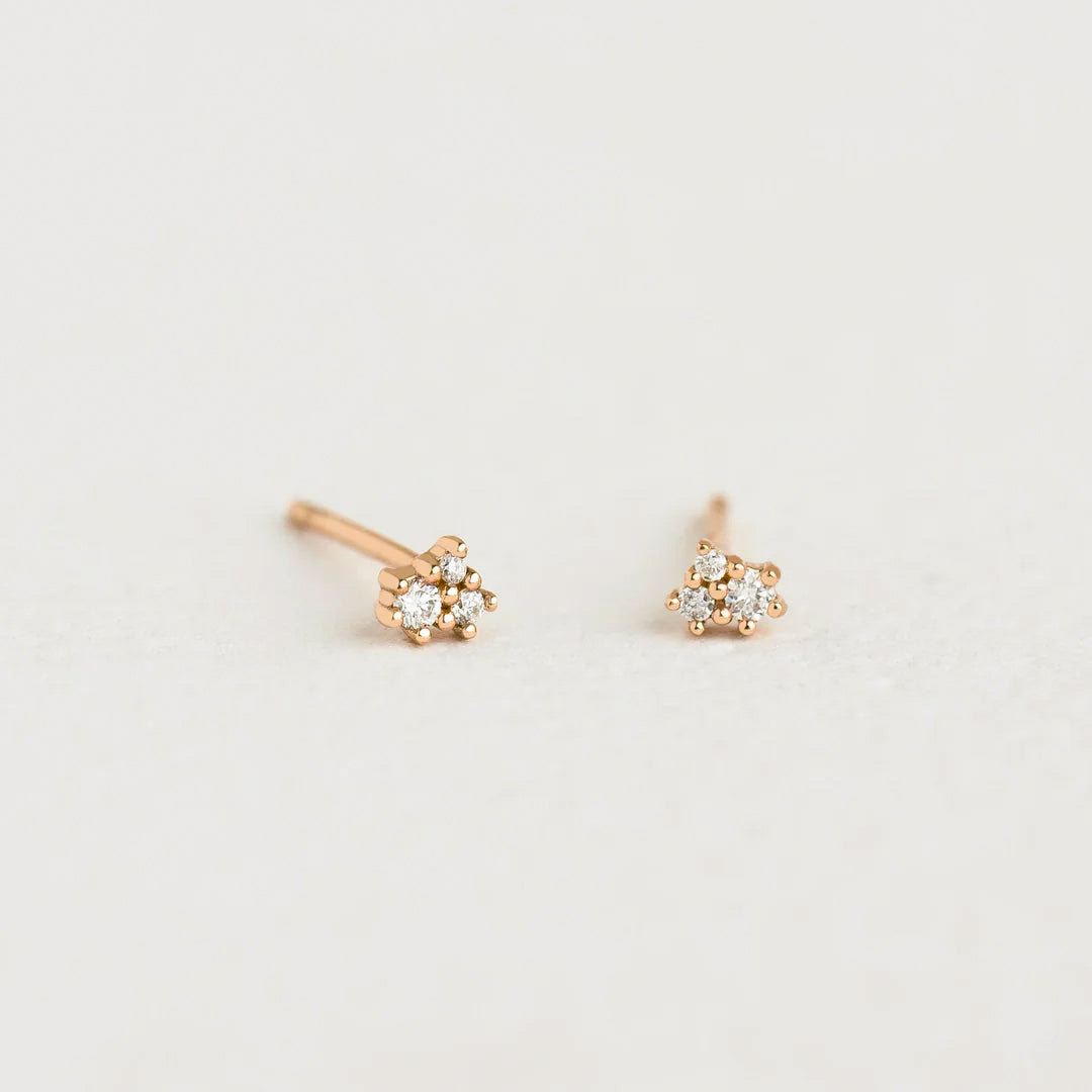 Puro mini cluster stud earrings in rose gold