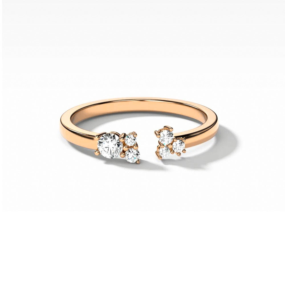 Front view of Puro Adjustable Open Cluster Diamond Band in rose gold.