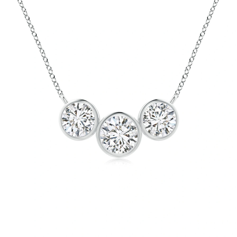 Front view of Puro Diamond Bezel Pendant with white gold chain.