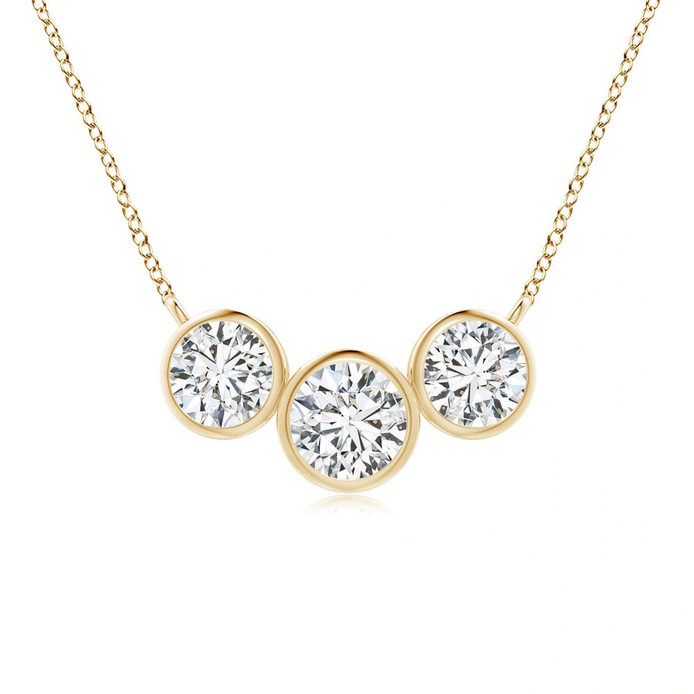 Front view of Puro Diamond Bezel Pendant with yellow gold chain.